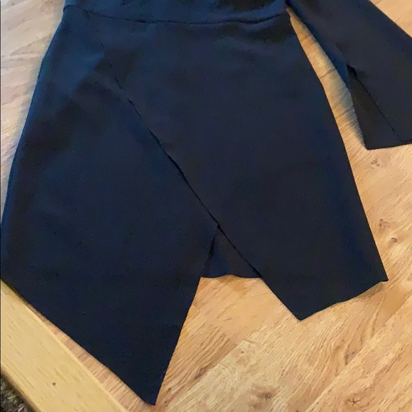 Black One Shoulder Bell Sleeve Wrap Dress - Picture 2 of 3